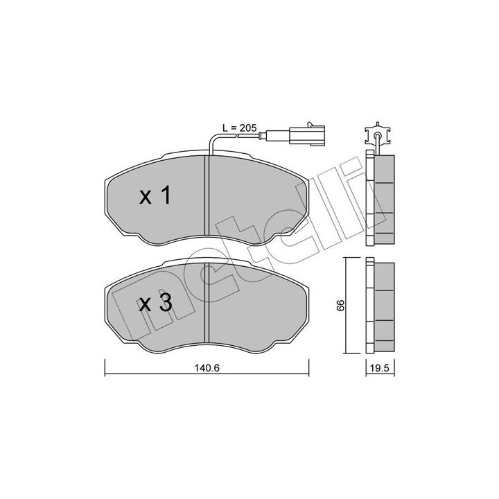 Stabdžių trinkelių rinkinys, diskinis stabdys METELLI 22-0325-0