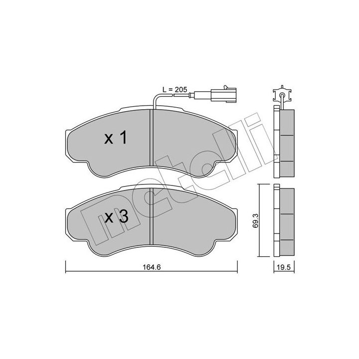 Stabdžių trinkelių rinkinys, diskinis stabdys METELLI 22-0326-0