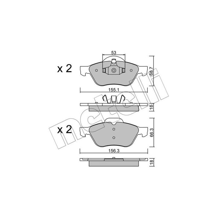 Stabdžių trinkelių rinkinys, diskinis stabdys METELLI 22-0335-0