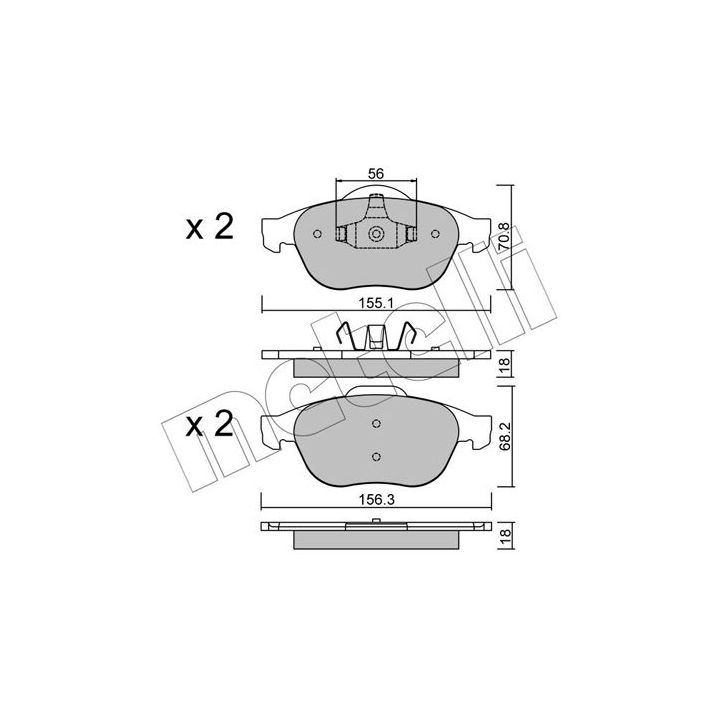 Stabdžių trinkelių rinkinys, diskinis stabdys METELLI 22-0336-1
