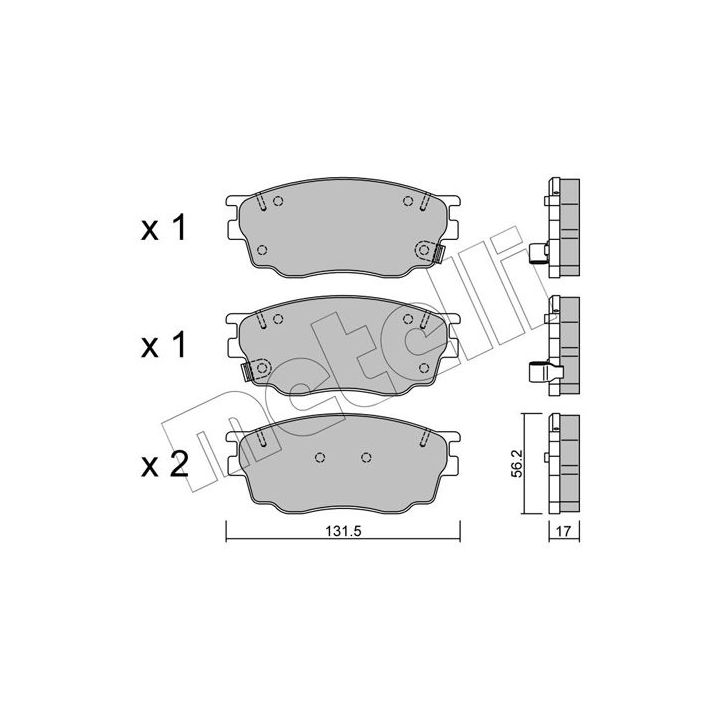Stabdžių trinkelių rinkinys, diskinis stabdys METELLI 22-0475-0
