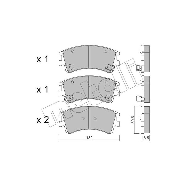 Stabdžių trinkelių rinkinys, diskinis stabdys METELLI 22-0476-0