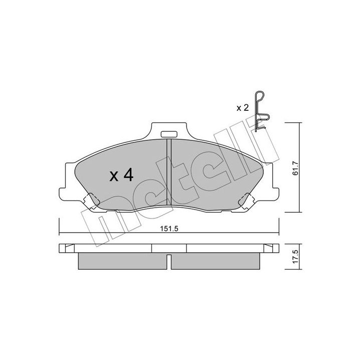 Stabdžių trinkelių rinkinys, diskinis stabdys METELLI 22-0479-0