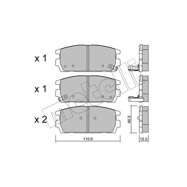 Stabdžių trinkelių rinkinys, diskinis stabdys METELLI 22-0507-0
