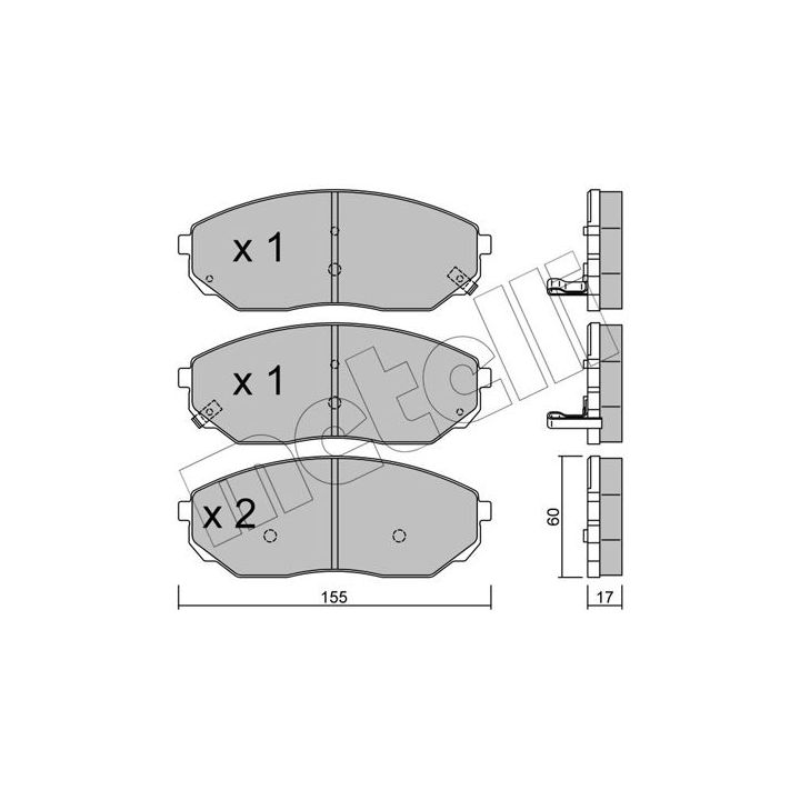 Stabdžių trinkelių rinkinys, diskinis stabdys METELLI 22-0515-0