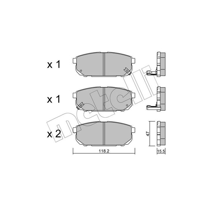 Stabdžių trinkelių rinkinys, diskinis stabdys METELLI 22-0516-0