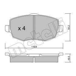 Stabdžių trinkelių rinkinys, diskinis stabdys METELLI 22-0528-0