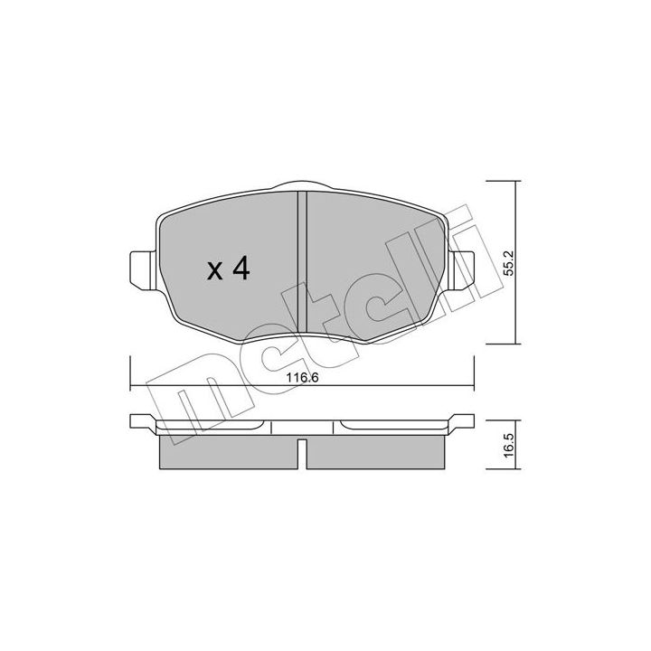 Stabdžių trinkelių rinkinys, diskinis stabdys METELLI 22-0528-0