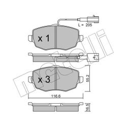 Stabdžių trinkelių rinkinys, diskinis stabdys METELLI 22-0528-1