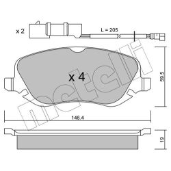 Stabdžių trinkelių rinkinys, diskinis stabdys METELLI 22-0529-0