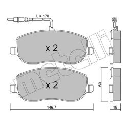 Stabdžių trinkelių rinkinys, diskinis stabdys METELLI 22-0530-0