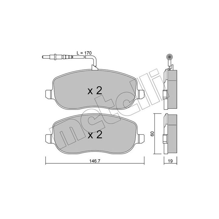 Stabdžių trinkelių rinkinys, diskinis stabdys METELLI 22-0530-0