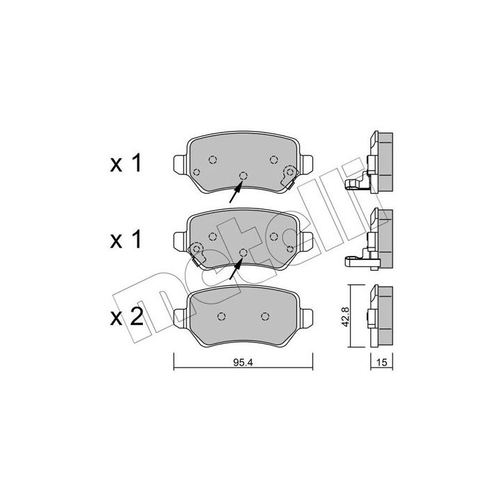 Stabdžių trinkelių rinkinys, diskinis stabdys METELLI 22-0542-2