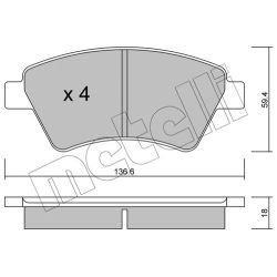 Stabdžių trinkelių rinkinys, diskinis stabdys METELLI 22-0544-0