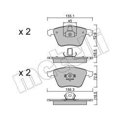 Stabdžių trinkelių rinkinys, diskinis stabdys METELLI 22-0549-3