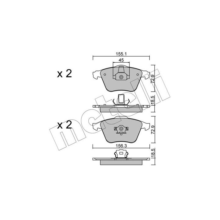 Stabdžių trinkelių rinkinys, diskinis stabdys METELLI 22-0549-3