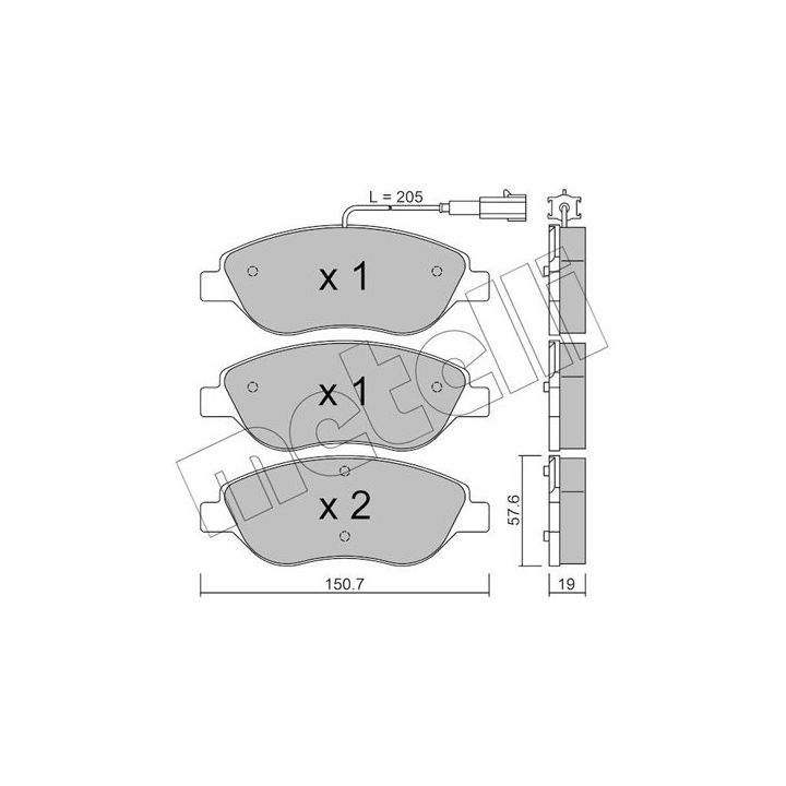 Stabdžių trinkelių rinkinys, diskinis stabdys METELLI 22-0577-0