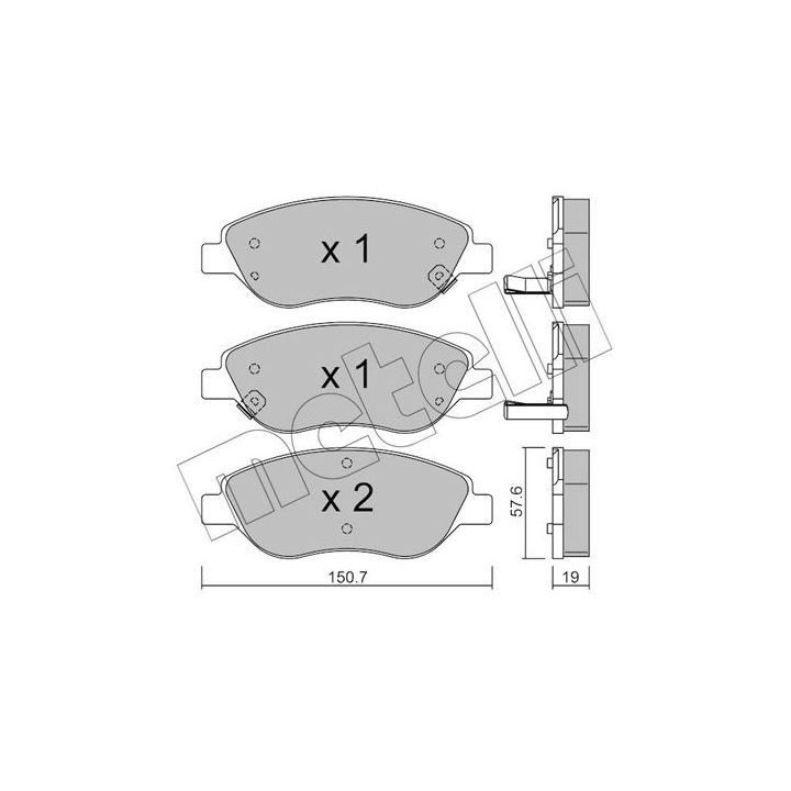 Stabdžių trinkelių rinkinys, diskinis stabdys METELLI 22-0577-2