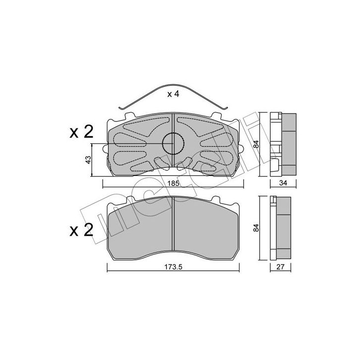 Stabdžių trinkelių rinkinys, diskinis stabdys METELLI 22-0583-1