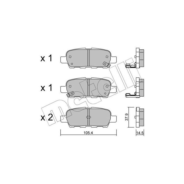 Stabdžių trinkelių rinkinys, diskinis stabdys METELLI 22-0612-0