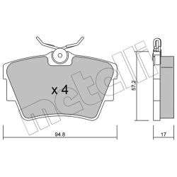 Stabdžių trinkelių rinkinys, diskinis stabdys METELLI 22-0635-0