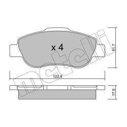 Stabdžių trinkelių rinkinys, diskinis stabdys METELLI 22-0638-0