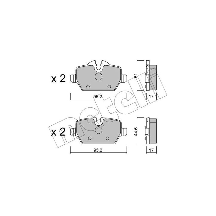 Stabdžių trinkelių rinkinys, diskinis stabdys METELLI 22-0641-0