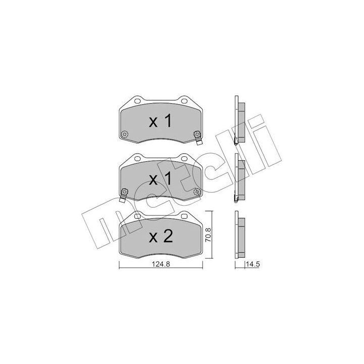 Stabdžių trinkelių rinkinys, diskinis stabdys METELLI 22-0651-3