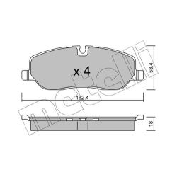 Stabdžių trinkelių rinkinys, diskinis stabdys METELLI 22-0693-0