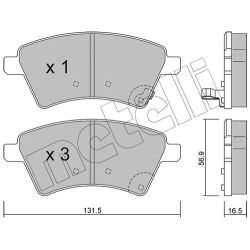 Stabdžių trinkelių rinkinys, diskinis stabdys METELLI 22-0702-0