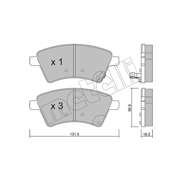 Stabdžių trinkelių rinkinys, diskinis stabdys METELLI 22-0702-0