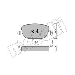 Stabdžių trinkelių rinkinys, diskinis stabdys METELLI 22-0704-0
