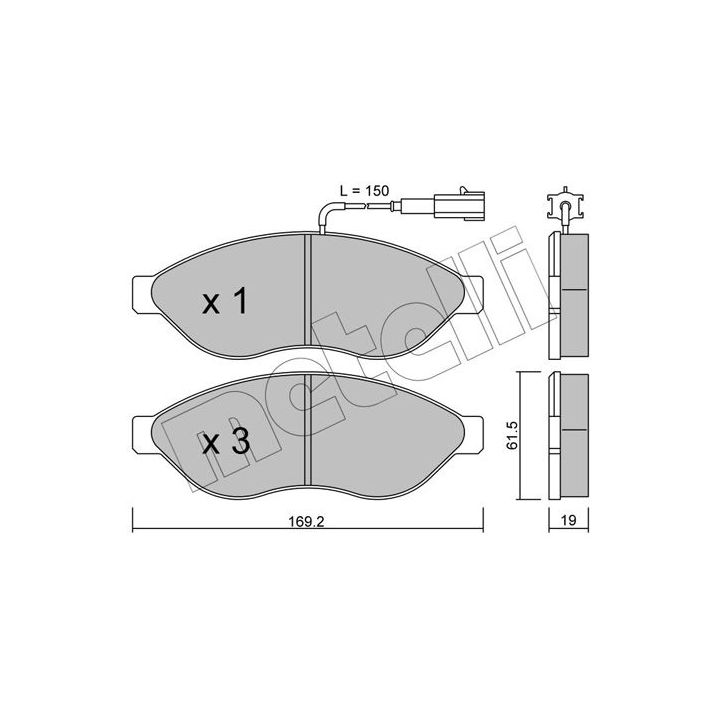 Stabdžių trinkelių rinkinys, diskinis stabdys METELLI 22-0708-0