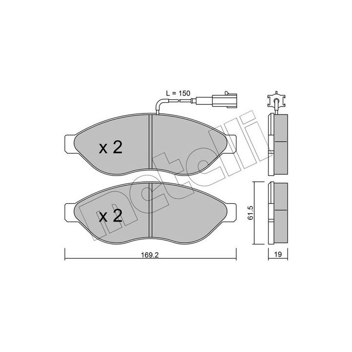 Stabdžių trinkelių rinkinys, diskinis stabdys METELLI 22-0708-1