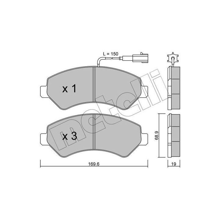 Stabdžių trinkelių rinkinys, diskinis stabdys METELLI 22-0709-0