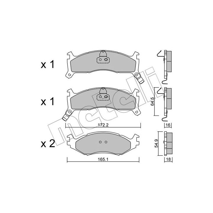 Stabdžių trinkelių rinkinys, diskinis stabdys METELLI 22-0714-0
