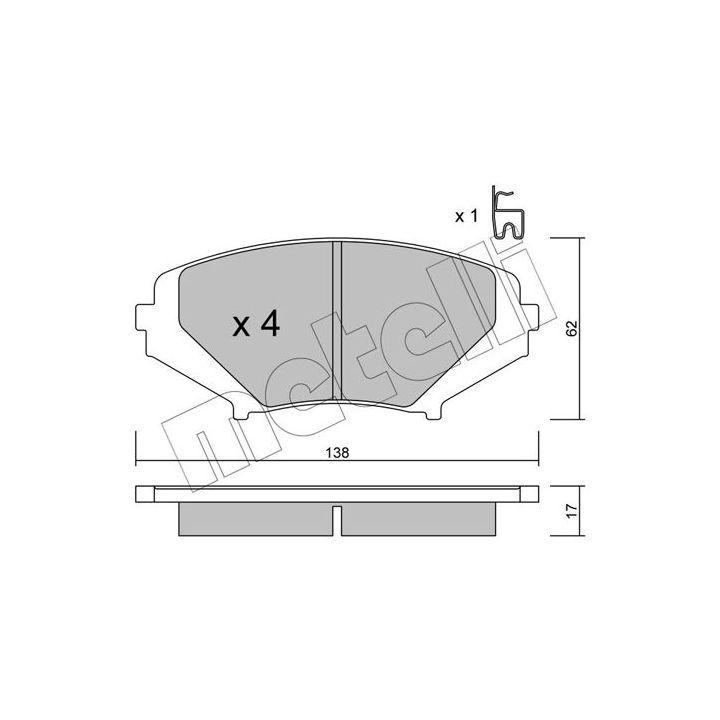 Stabdžių trinkelių rinkinys, diskinis stabdys METELLI 22-0732-0