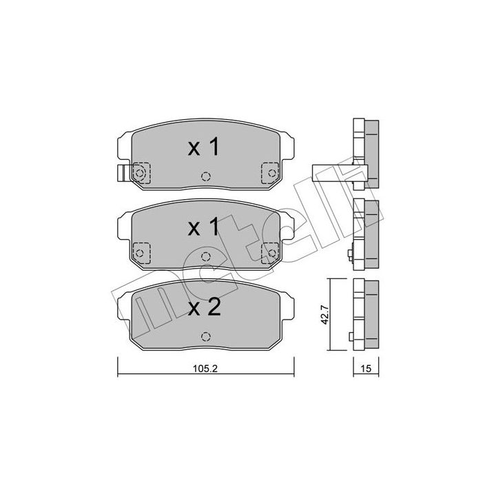 Stabdžių trinkelių rinkinys, diskinis stabdys METELLI 22-0733-0