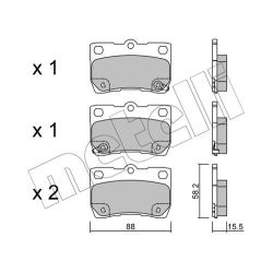 Stabdžių trinkelių rinkinys, diskinis stabdys METELLI 22-0761-0