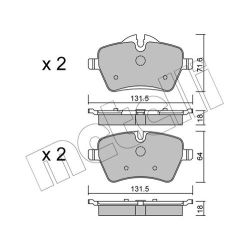 Stabdžių trinkelių rinkinys, diskinis stabdys METELLI 22-0768-0
