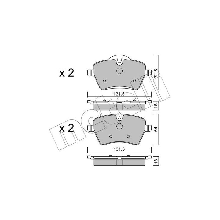 Stabdžių trinkelių rinkinys, diskinis stabdys METELLI 22-0768-0