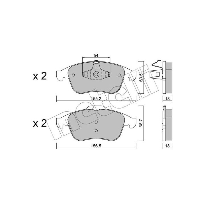 Stabdžių trinkelių rinkinys, diskinis stabdys METELLI 22-0803-0