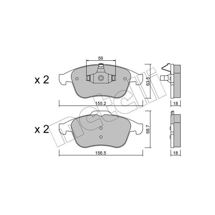 Stabdžių trinkelių rinkinys, diskinis stabdys METELLI 22-0803-1