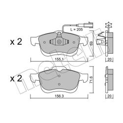 Stabdžių trinkelių rinkinys, diskinis stabdys METELLI 22-0824-1