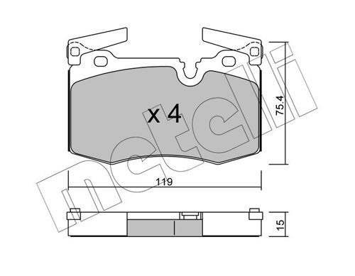 Stabdžių trinkelių rinkinys, diskinis stabdys METELLI 22-0829-0