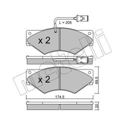 Stabdžių trinkelių rinkinys, diskinis stabdys METELLI 22-0849-0