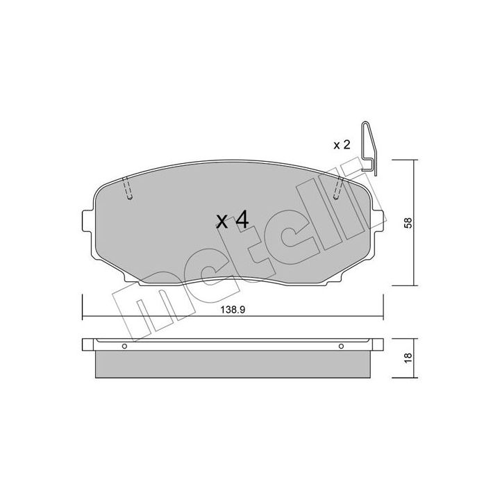 Stabdžių trinkelių rinkinys, diskinis stabdys METELLI 22-0872-0