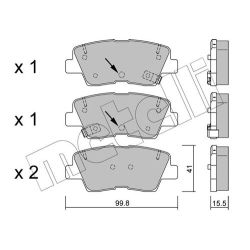Stabdžių trinkelių rinkinys, diskinis stabdys METELLI 22-0886-1