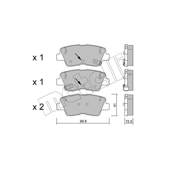 Stabdžių trinkelių rinkinys, diskinis stabdys METELLI 22-0886-1