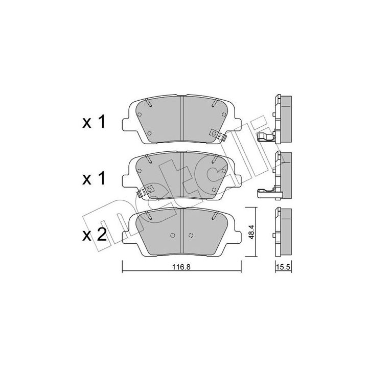 Stabdžių trinkelių rinkinys, diskinis stabdys METELLI 22-0901-0
